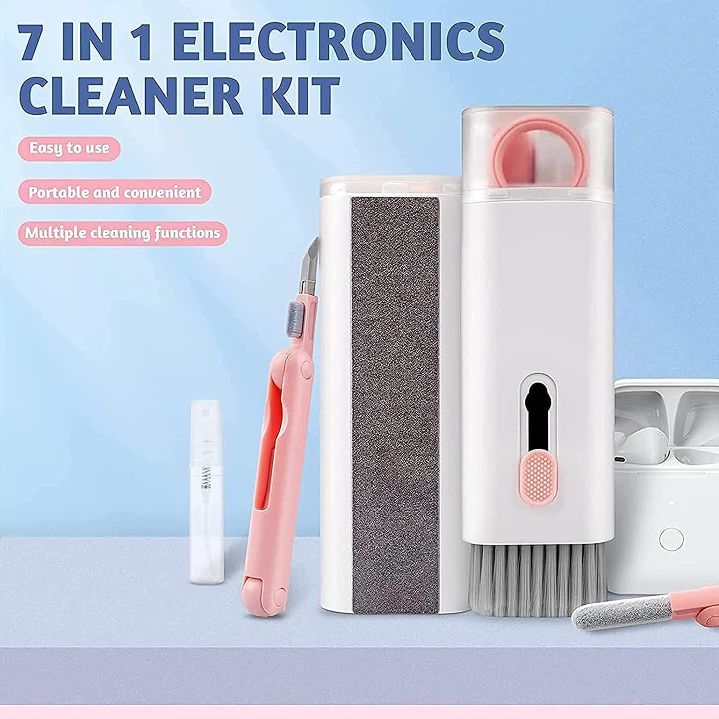 7 in 1 Electronic Cleaner Kit, Keyboard Cleaner Kit with Brush, 3 in 1 Cleaning Pen for Air Pods Pro, Multifunctional Cleaning Kit for Earphone, Keyboard, Laptop, Phone, PC Monitor
