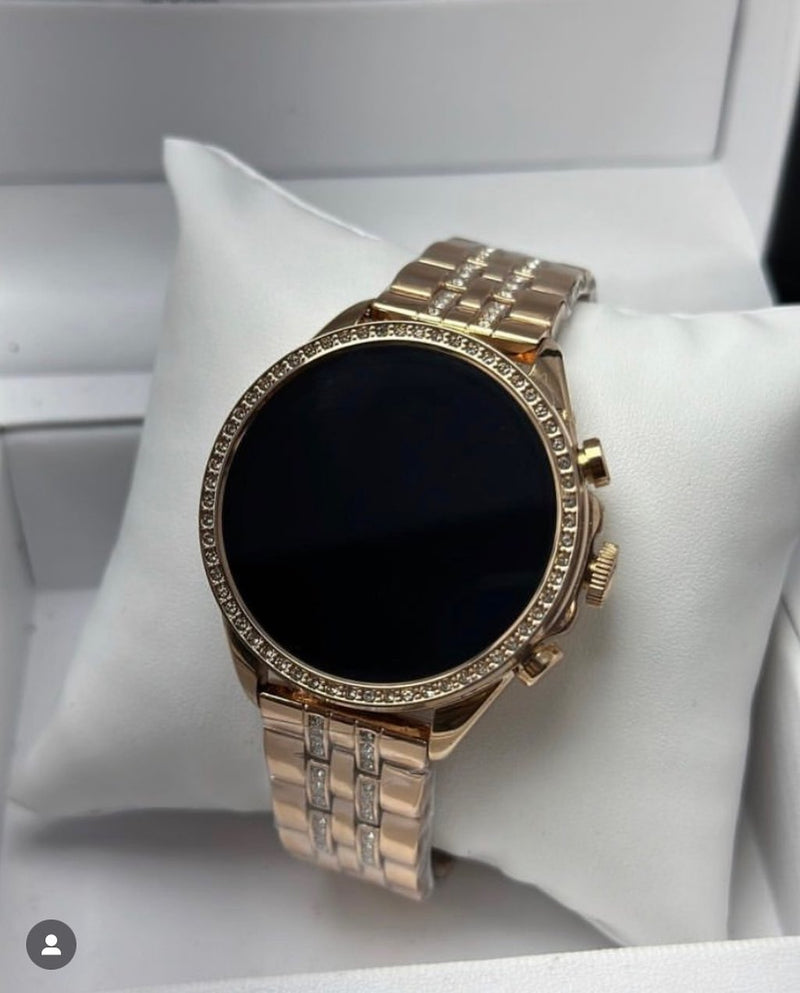 Round Rose Gold Gen 9 Dia mond Edition Smartwatch Smartwatch (Rose Gold Strap)