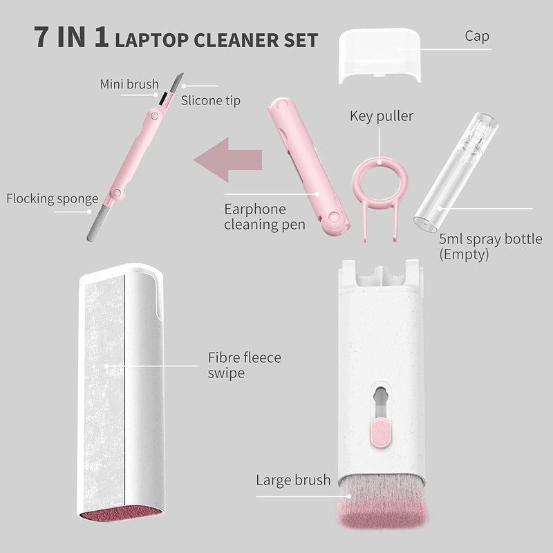 7 in 1 Electronic Cleaner Kit, Keyboard Cleaner Kit with Brush, 3 in 1 Cleaning Pen for Air Pods Pro, Multifunctional Cleaning Kit for Earphone, Keyboard, Laptop, Phone, PC Monitor