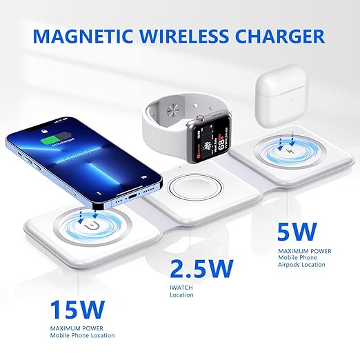 3 in 1 Magnetic Foldable MagSafe Compatible Wireless Charger