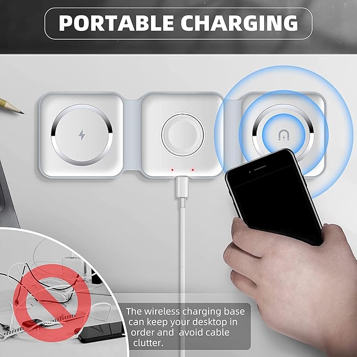 3 in 1 Magnetic Foldable MagSafe Compatible Wireless Charger