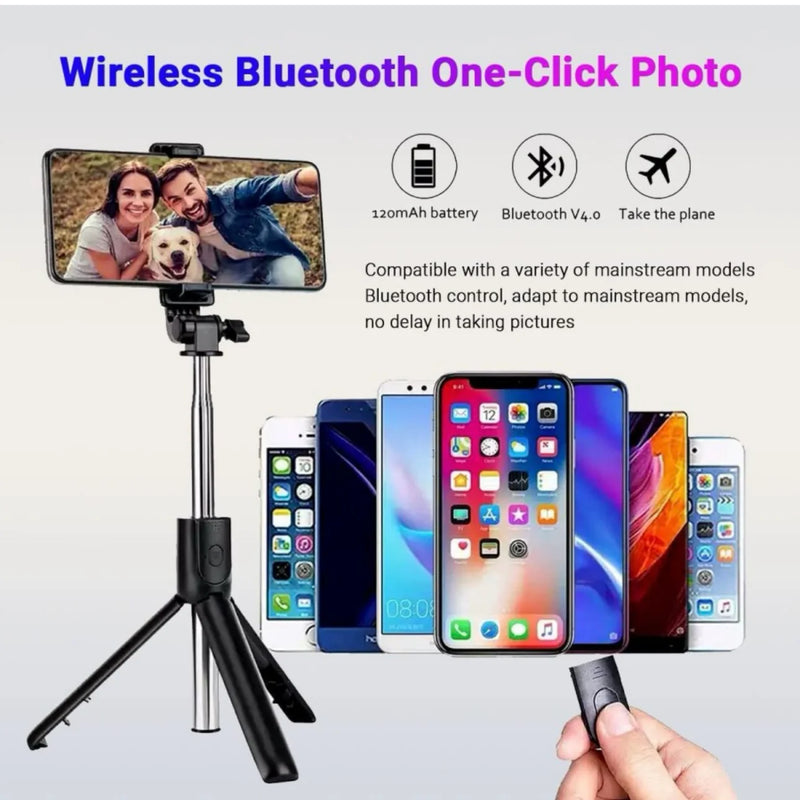 4 in 1 Extendable Selfie Stick 360 Rotation Tripod Stand Tripod